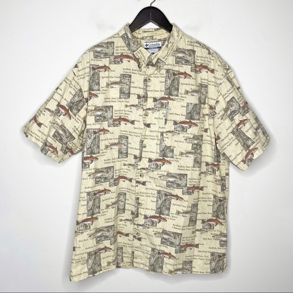 Columbia Other - Columbia River Lodge Mens Size XL Button Front Fishing Shirt Vacation